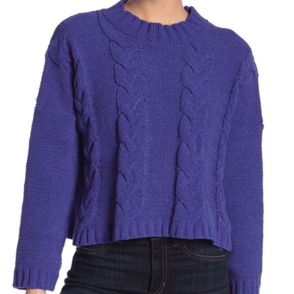 Cotton Emporium Sweaters - *SOLD* NWOT Cotton Emporium Cable Mock Sweater Blue Sz L